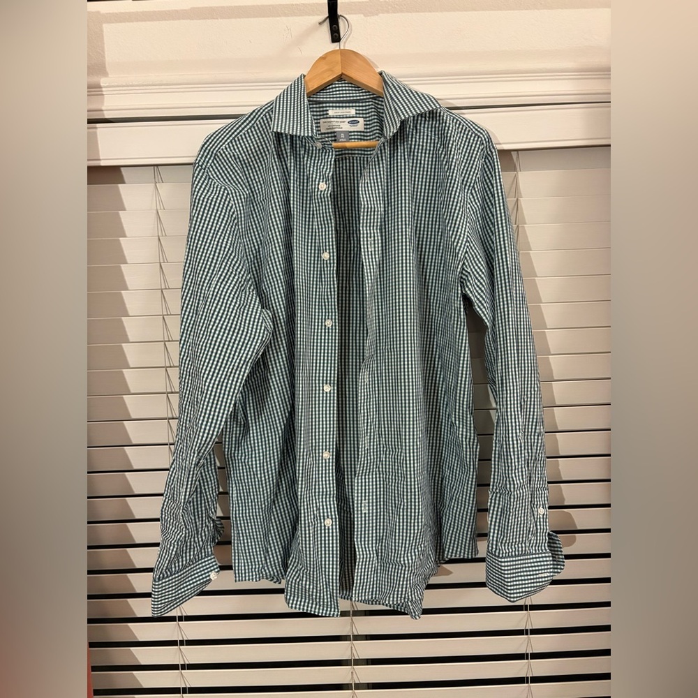 Mens Light Blue Plaid Button Down Shirt